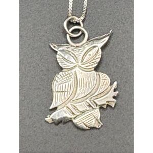 Sterling Silver Owl Pendant, NEW, Handmade, Artisan, 18", Unique